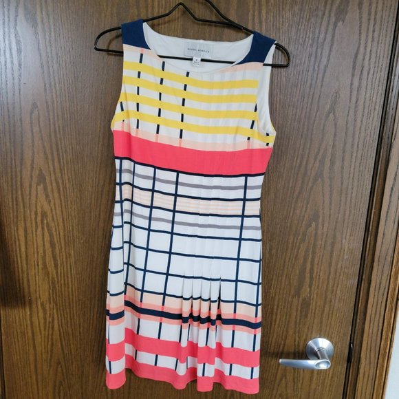 Donna Morgan Pleated Striped Sleeveless Sundress Size 6 - Picture 2 of 10